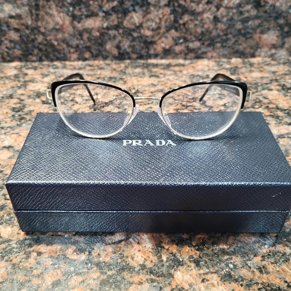 Prada Prescription Eyeglasses. Worn a Few Times. Black/Gold